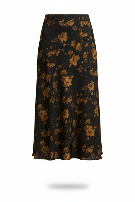 Jupe Midi Motif Floral Fluide Élégante