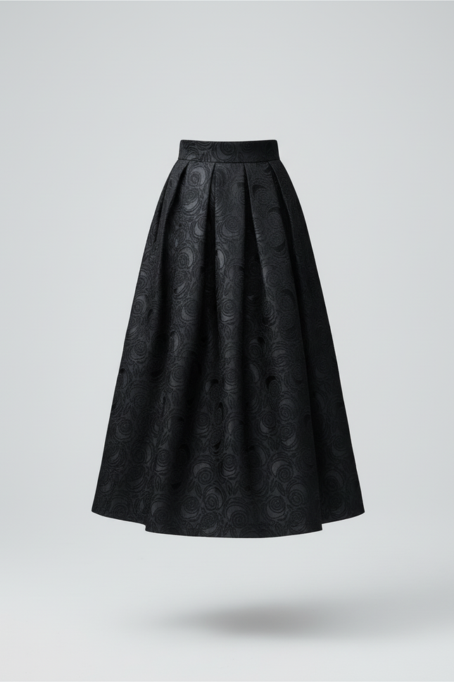 Jupe Midi Florale Plissée Élégante printanière