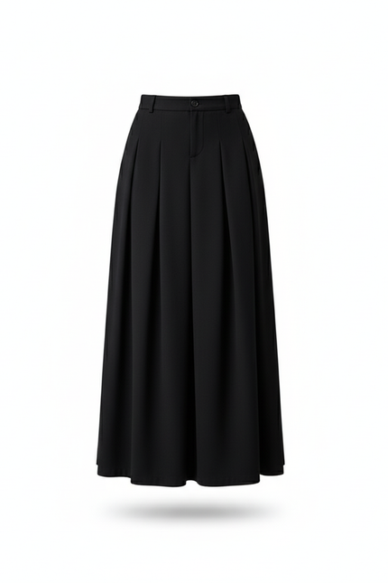 Jupe Midi Noire Plissée Élégante distinguée