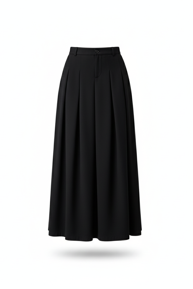 Jupe Midi Noire Plissée Élégante distinguée
