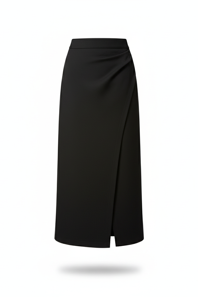 Jupe Midi Noire Portefeuille Élégante