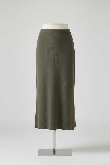 Jupe Midi Vert Côtelée Élégante