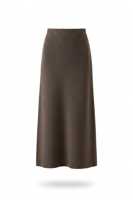 Jupe Midi Marron Tricotée Élégante cosy