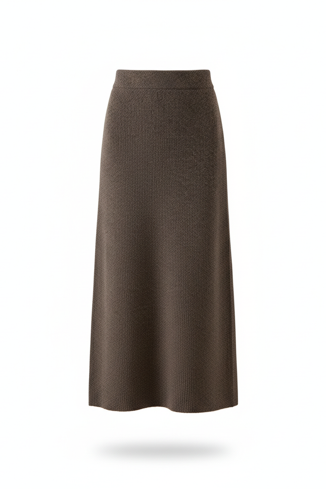 Jupe Midi Marron Tricotée Élégante cosy