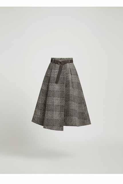 Jupe Midi Carreaux Laine Chic rétro