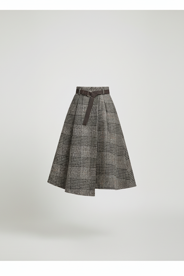 Jupe Midi Carreaux Laine Chic rétro