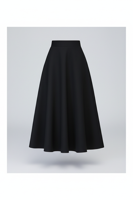 Jupe Midi Coupe Évasée Épaisse Élégante