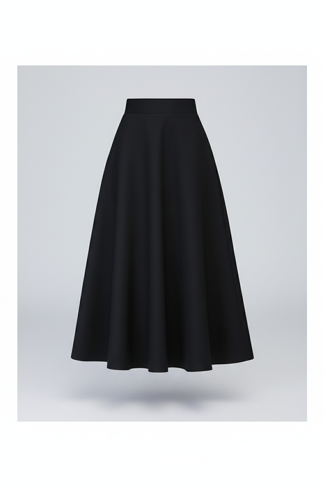 Jupe Midi Coupe Évasée Épaisse Élégante