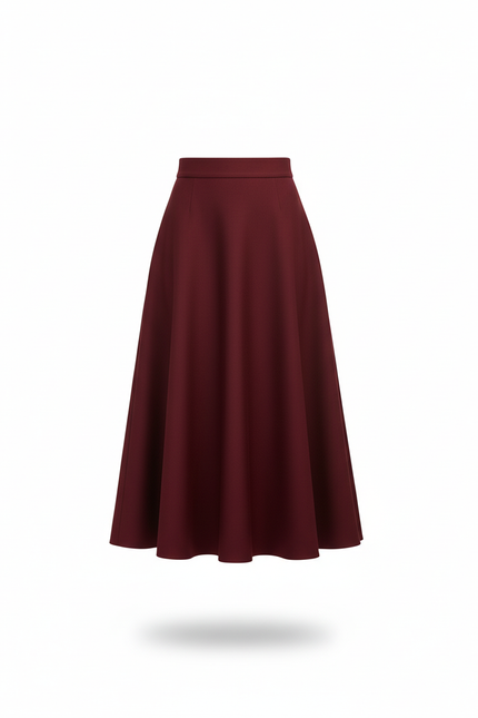 Jupe Midi Bordeaux Fluide Élégante