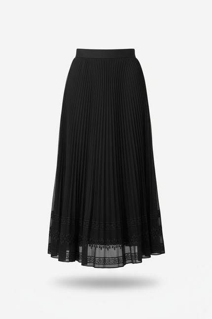 Jupe Midi Noire Plissée Élégante graphique