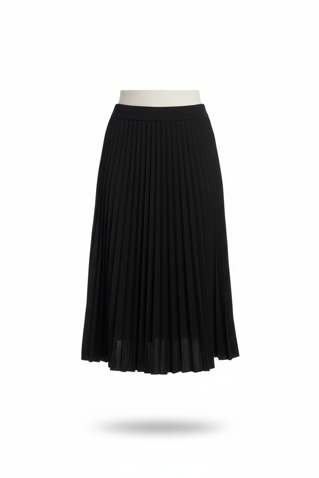 Jupe Midi Noire Plissée Élégante