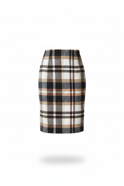 Jupe Midi Laine Carreaux Élégante