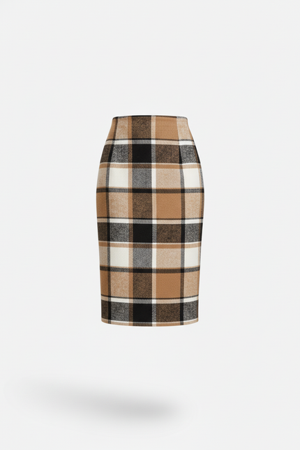 Jupe Midi Carreaux Laine Élégante chaleureuse