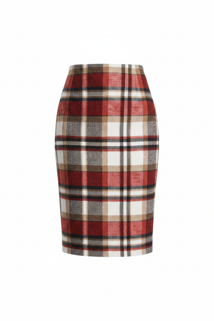 Jupe Midi Laine À Carreaux Élégante