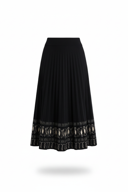 Jupe Midi Plissée Motif Élégante