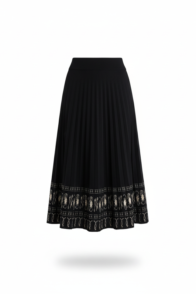 Jupe Midi Plissée Motif Élégante