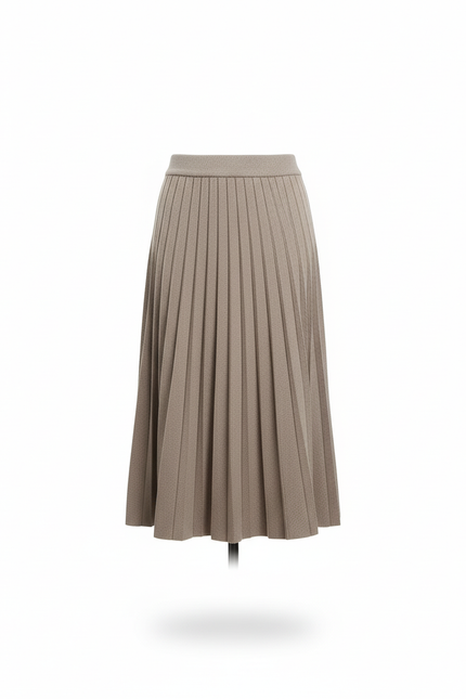 Jupe Midi Plissée Beige Élégante