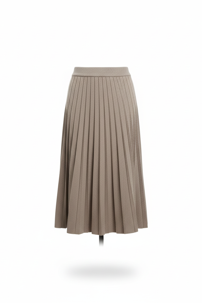 Jupe Midi Plissée Beige Élégante