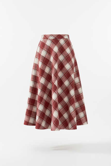 Jupe Midi Carreaux Rouge Vintage