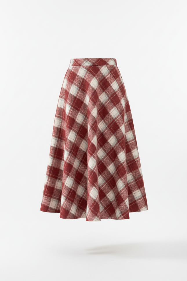 Jupe Midi Carreaux Rouge Vintage