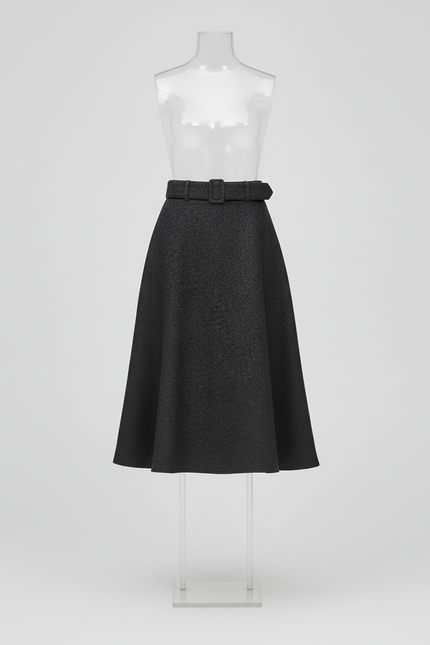 Jupe Midi Gris Anthracite Évasée Élégante