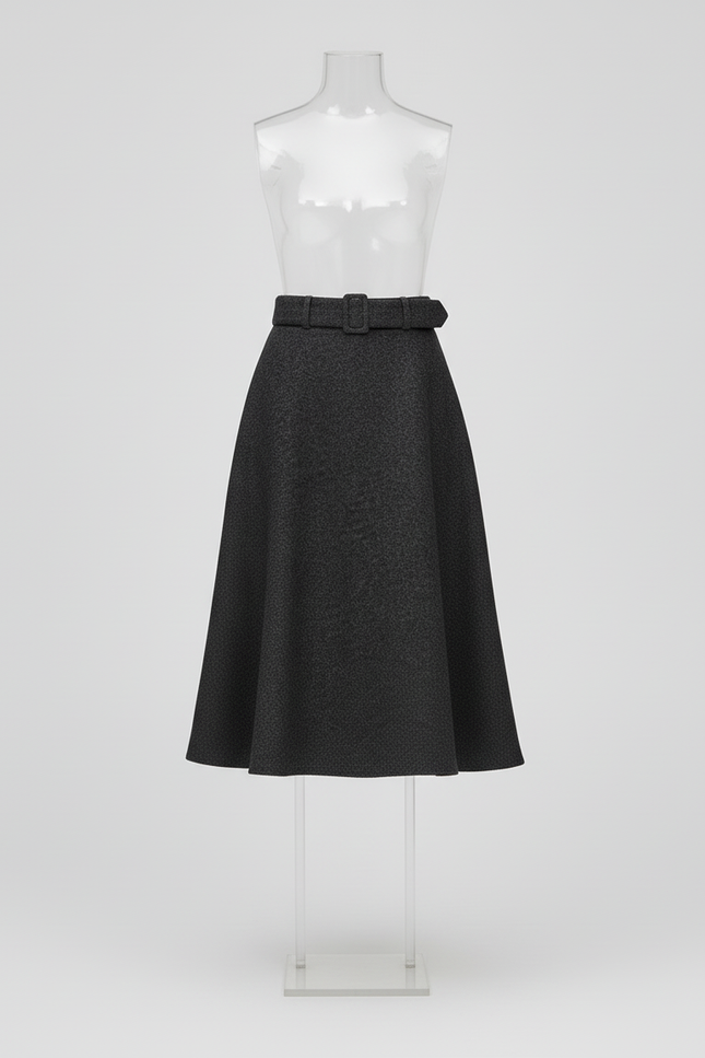 Jupe Midi Gris Anthracite Évasée Élégante