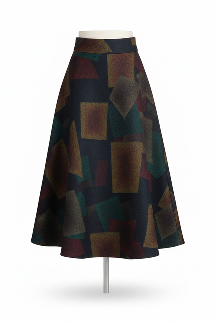 Jupe Midi Imprimée Géométrique Décontractée