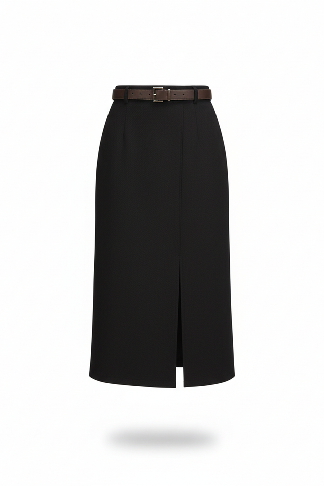 Jupe Midi Noire Fendue Élégante