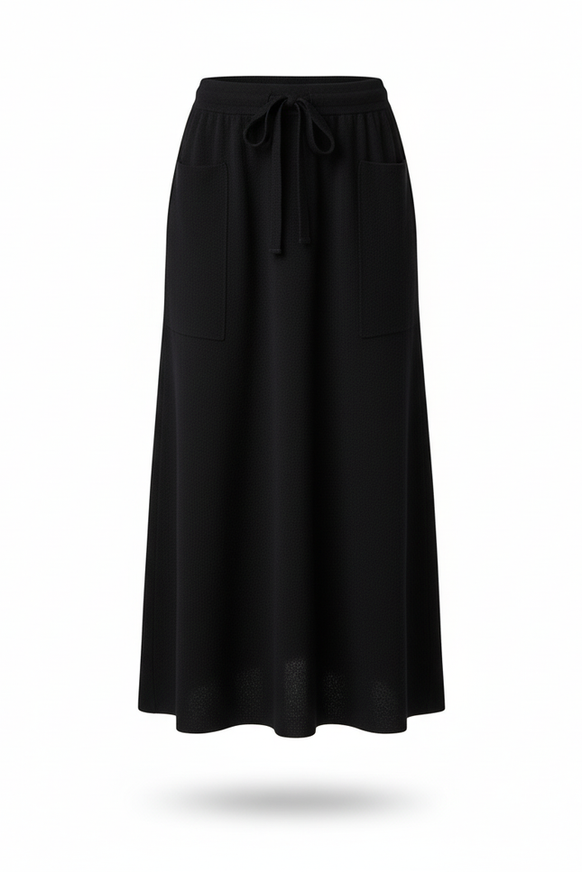 Jupe Midi Noire Maille Décontractée