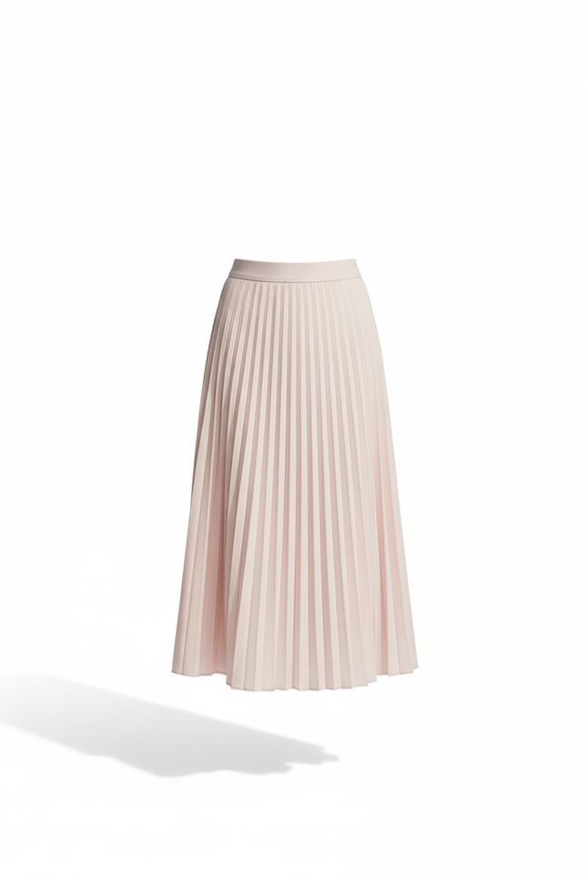 Jupe Midi Rose Plissée Fluide