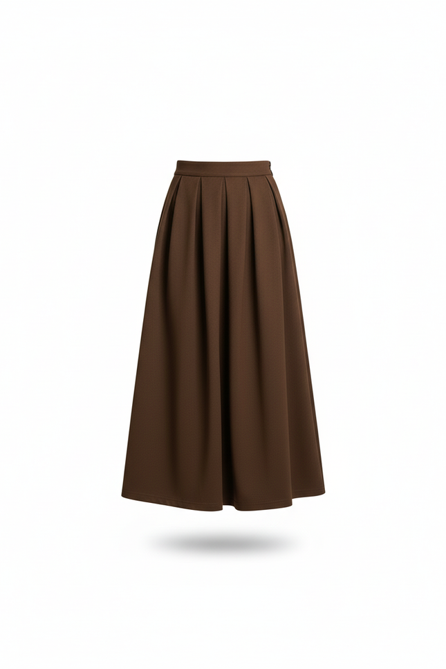 Jupe Midi Marron Plissée Vintage