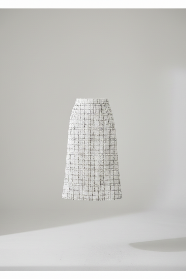 Jupe Midi Tweed Carreaux Chic