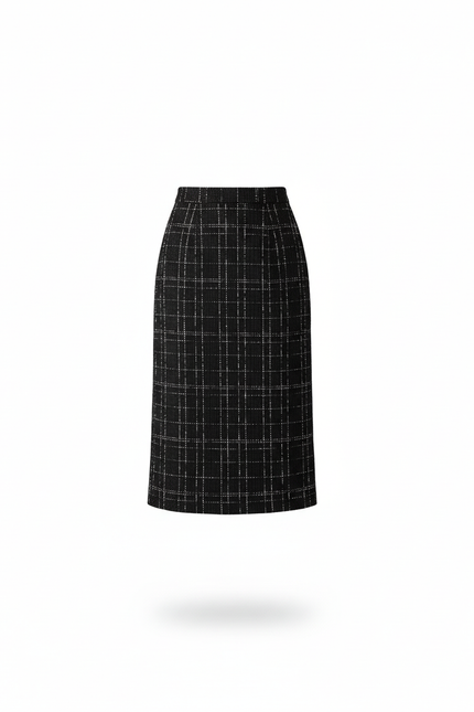 Jupe Midi Tweed Quadrillée Chic
