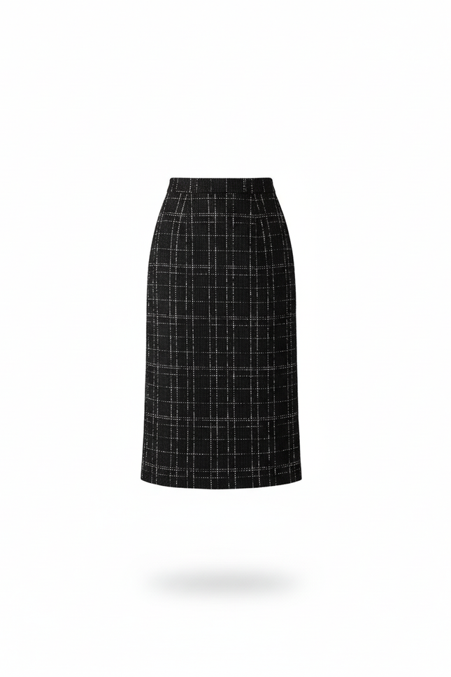 Jupe Midi Tweed Quadrillée Chic