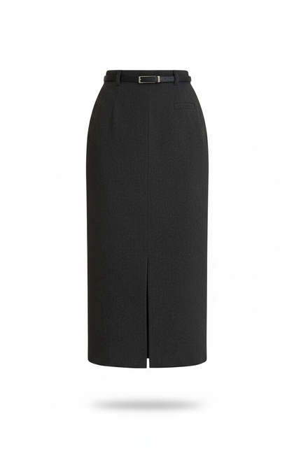 Jupe Midi Faux Laine Coupe Crayon Élégante