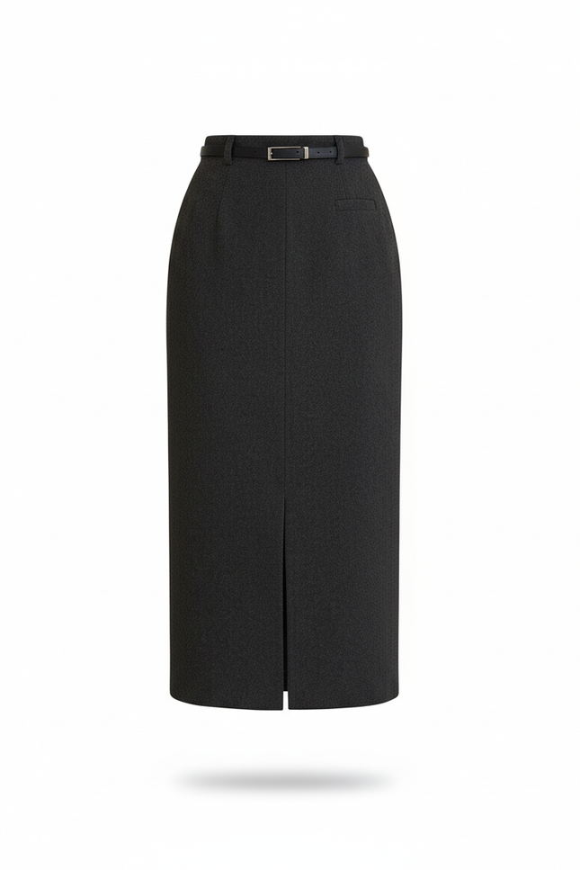 Jupe Midi Faux Laine Coupe Crayon Élégante