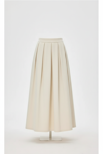 Jupe Midi Crème Plissée Élégante lumineuse