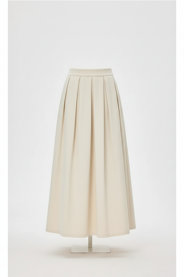 Jupe Midi Crème Plissée Élégante lumineuse