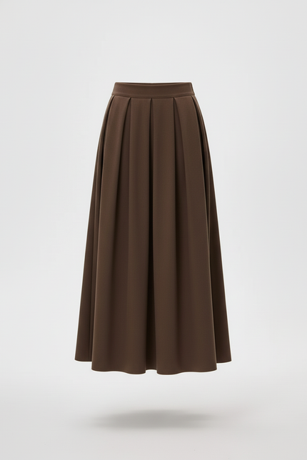 Jupe Midi Marron Plissée Élégante bohème
