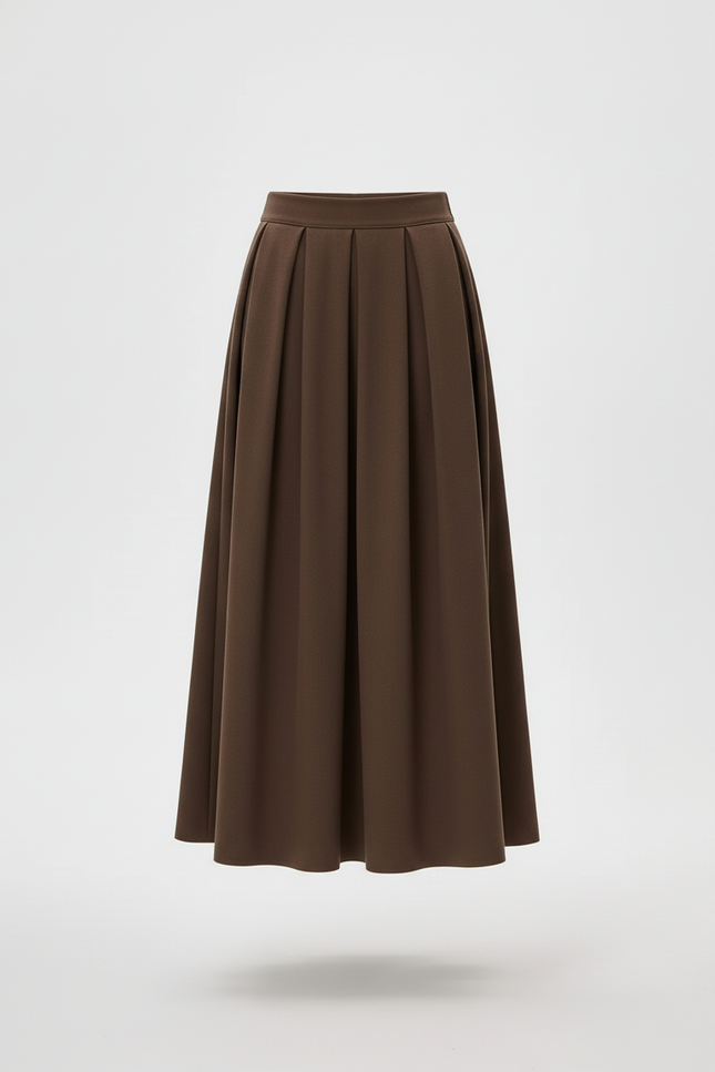 Jupe Midi Marron Plissée Élégante bohème