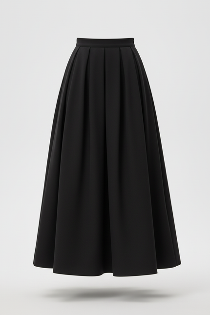 Jupe Midi Noire A-Line Élégante