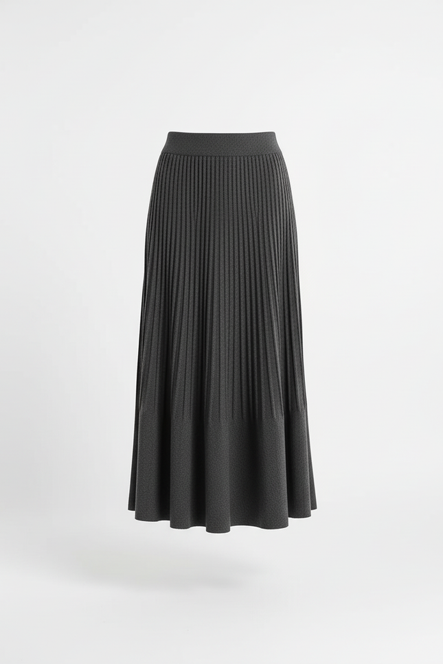 Jupe Midi Gris Plissée Élégante