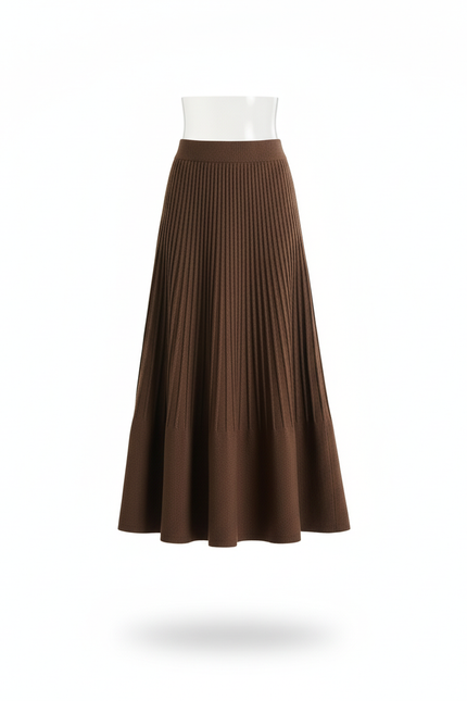 Jupe Midi Marron Plissée Élégante fluide chic