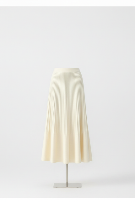 Jupe Midi Crème Plissée Élégante délicate