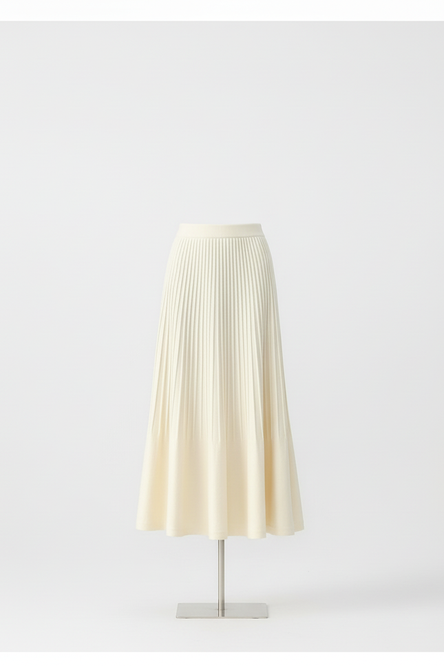 Jupe Midi Crème Plissée Élégante délicate