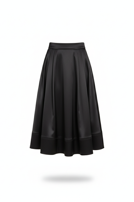 Jupe Midi Satin Plissée Élégante