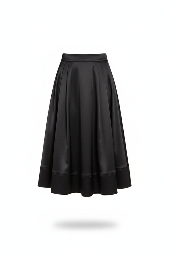 Jupe Midi Satin Plissée Élégante