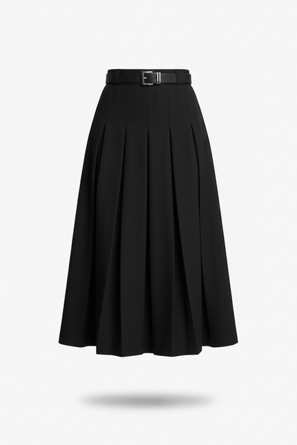 Jupe Midi Noire Plissée Élégante formelle