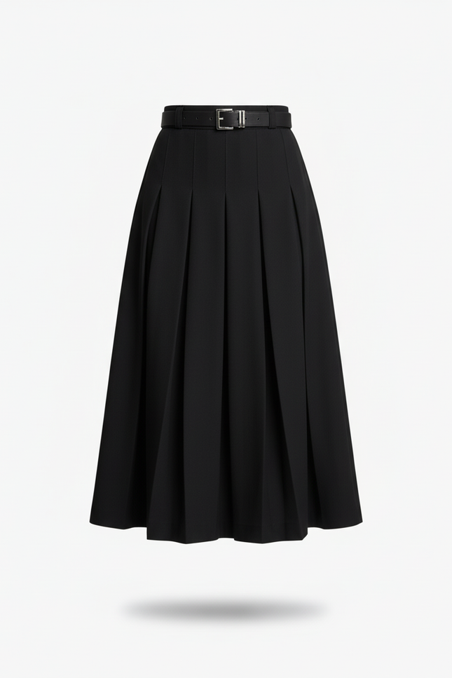 Jupe Midi Noire Plissée Élégante formelle