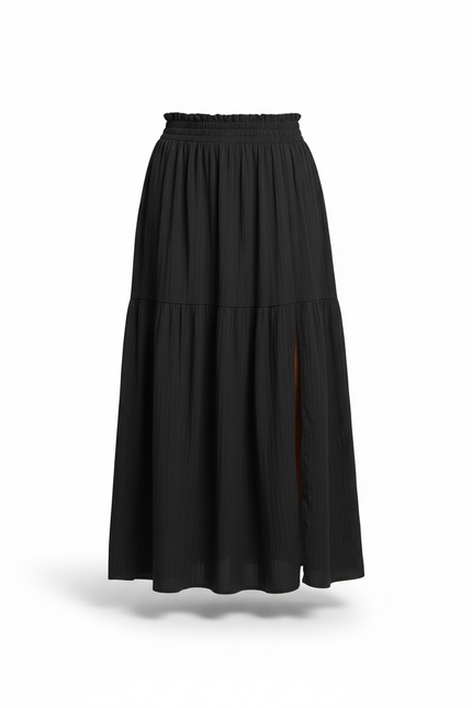 Jupe Midi Noire Fendue Fluide